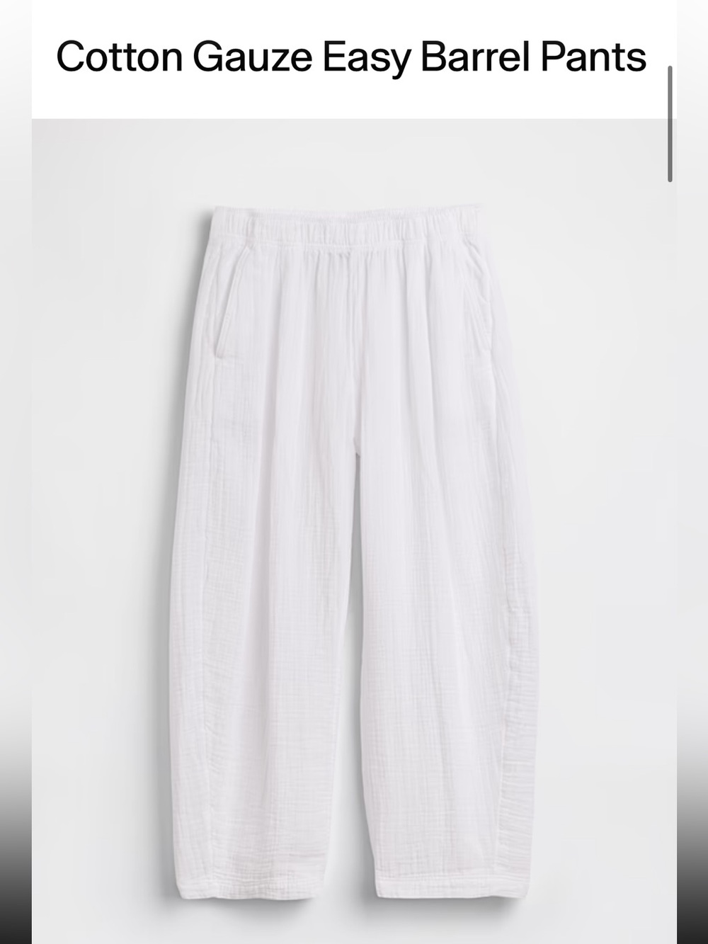 GAP Cotton Gauze Barrel Pant